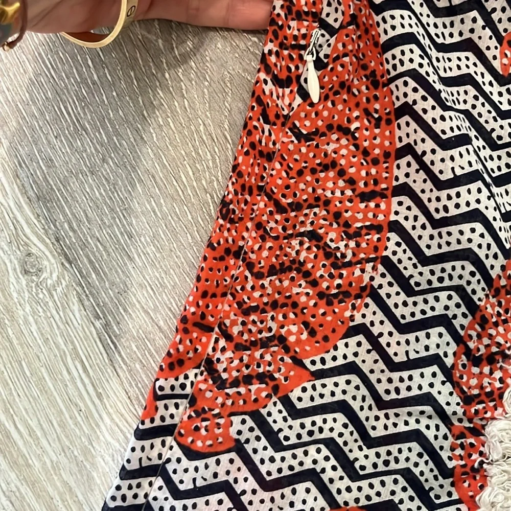 Tory Burch Red, Black & White Knit Swim Coverup